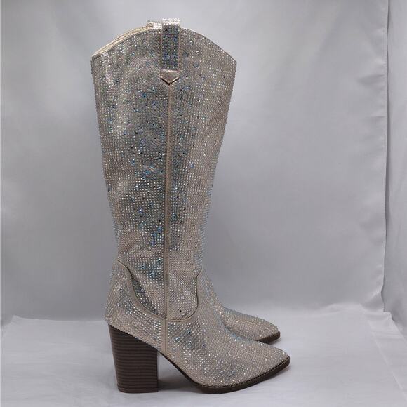 Top Moda Imogen Rhinestone Western Boots Womens 5.5 Festival Sparkle Chunky Heel - Picture 1 of 12
